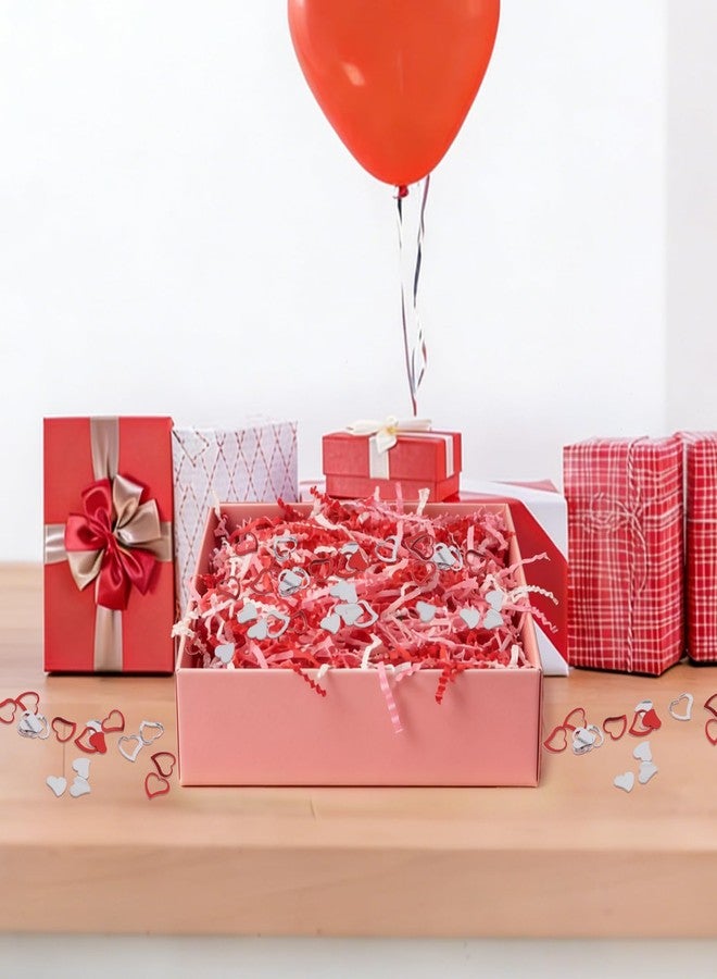 CIPOWM Valentine's Day Crinkle Cut Paper Shred, Red Pink White Raffia Paper Shred Filler with Heart Confetti Shredded Paper Grass for Gift Wrapping Craft DIY Gift Bag Box Filling Party Supply，115g/4oz - Image 3